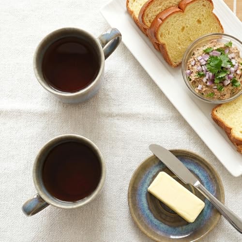 Bosmarlin Ceramic Coffee Mug Set of 4, 17 Oz, Coffee Cups, Microwave Safe, Unique Reactive Glaze (Grey) - color: Gray