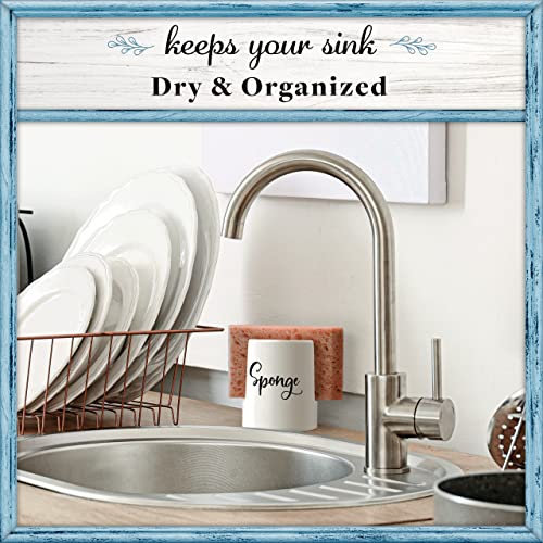 Home Acre Designs Sponge Holder for Kitchen Sink - Rustic Farmhouse Home & Kitchen Decor - White Ceramic - style: Farmhouse