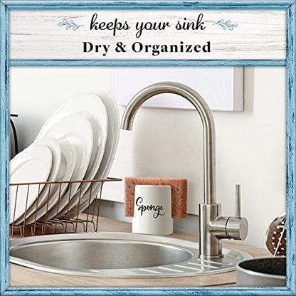 Home Acre Designs Sponge Holder for Kitchen Sink - Rustic Farmhouse Home & Kitchen Decor - White Ceramic - style: Farmhouse