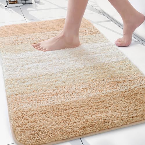Arotive Microfiber Bathroom Rugs, Shaggy Soft Absorbent Bath Rug, 30x20 | Beige, Rubber Backing Thick Plush Machine Washable Dry Bath Mats for Bathroom, Tub and Shower, Rectangular - color: Beige, size: 30" X 20"