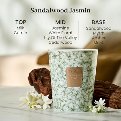 M&SENSE Extra Large Candle 35oz 150H SandalwoodJasmin Scented Candle,3 Wick Highly Scented Jar Candle, XL Candles Gift for Stress Relief, Meditation, Yoga - color: SandalwoodJasmin, size: Large