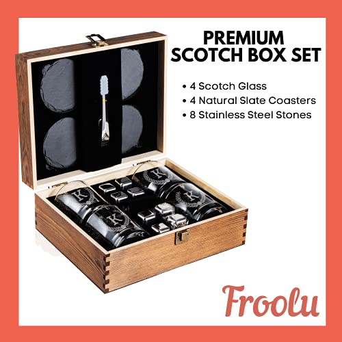 Customized Whiskey Gifts for Men - Personalized Scotch Glass Gift Set with Box - Engraved Wisky Rocks Glasses for Boyfriend, Husband, Dad - Valentine's, Birthday, Anniversary, Christmas.