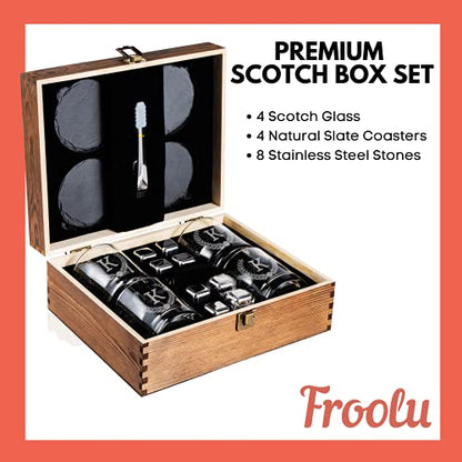 Customized Whiskey Gifts for Men - Personalized Scotch Glass Gift Set with Box - Engraved Wisky Rocks Glasses for Boyfriend, Husband, Dad - Valentine's, Birthday, Anniversary, Christmas.