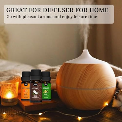Fruity Essential Oils for Diffuser for Home,Diffuser Oils for Candle Making, Laundry,Humidifier,Aromatherapy Oils Scents,6 * 10ML - color: Black