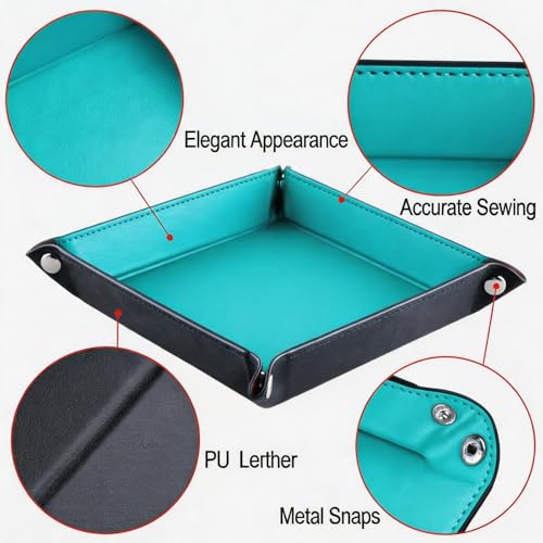 Valet Tray Desktop Storage Organizer – Vegan Leather Catchall Tray Bedside Vanity Tray Nightstand Caddy Holder for Remote Controller, Watch, Keys, Phone, Wallet, Coin, Jewelry, Sky Blue - color: Sky Blue