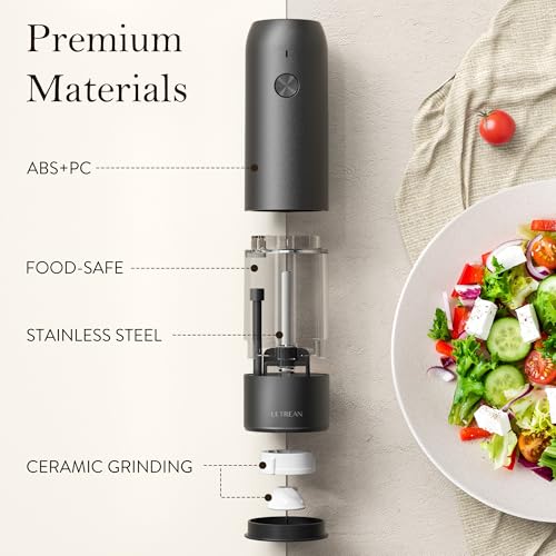 Ultrean Salt and Pepper Grinder Set, Rechargeable Salt and Pepper Shakers, 6 Adjustable Coarseness, LED Light, Kitchen Gadget & Housewarming Gift, Cooking Gifts for Men, Stainless Steel - color: Starry Gray