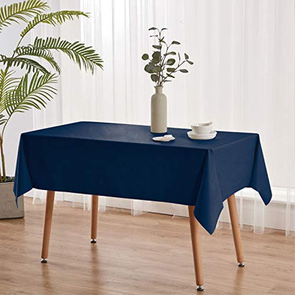 NLMUVW Navy Blue Vinyl Tablecloth, Heavy Duty PVC Table Cloth Rectangle | Dining Table Cover 100% Waterproof Wipe Clean for Kitchen Picnic, 54 x 78 inch - color: Navy, size: 78" x 54" (Rectangular)