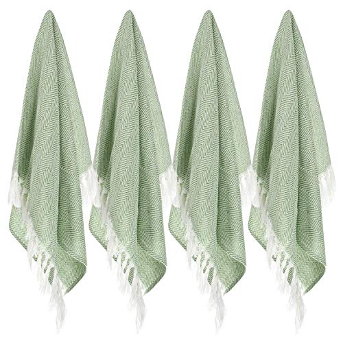 100% Cotton Hand Face Head Guest Gym Towel Set Washcloth Kitchen Tea Towel Dish Cloth Set of 4 (Green) - color: Green