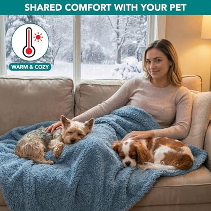 PetAmi Fluffy Sherpa Waterproof Dog Blanket for Medium Pet Cat 29x40, Blue - color: Dusty Blue, size: Medium (29x40)