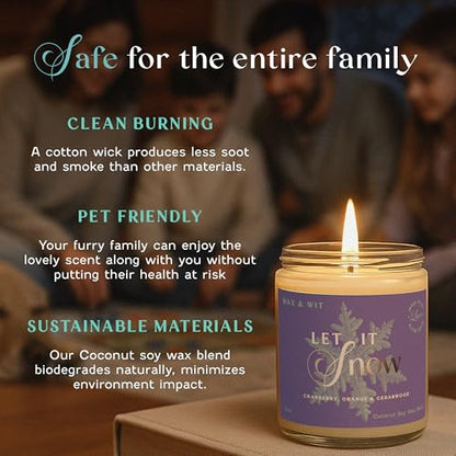Wax & Wit Christmas Candles Gift Set Scented, Winter Holiday Set of 4 Pack Candle - Natural Coconut Soy Candles, 180+ Hr Burn, Vegan, Clean Burning - Candle Set Gifts for Women, Coworker, Friends - color: 4pc Christmas Set