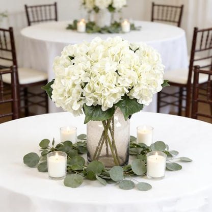 Kimura's Cabin 6Pcs Fake White Hydrangea Artificial Flowers Silk Hydrangeas | Faux Hydrangea With Stems,Wedding Party Bouquets Arrangements,Home Table Centerpieces,Baby Shower Decoration - color: Off White