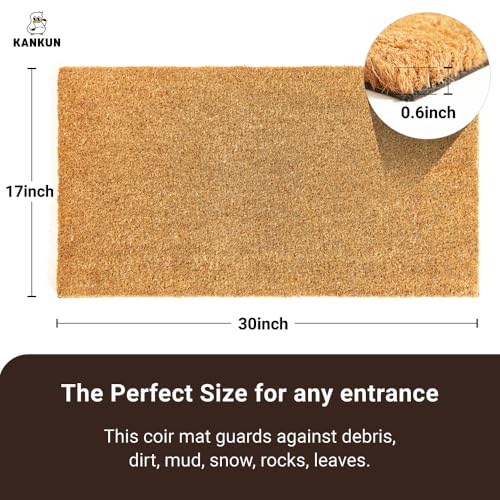 KANKUN Coco Coir Door Mat with Heavy Duty Backing, Welcome Doormat (17" x 30"), Doormat Entrance (Plain - 8Pack) - color: Plain - 8pack