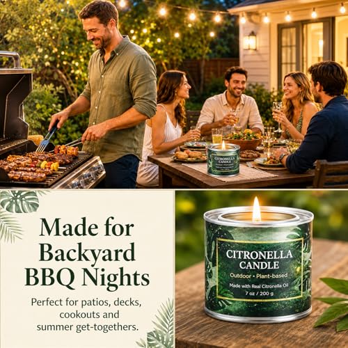 Citronella Candles Outdoor,6 Pack 42 oz Soy Wax Tin Candles with 7% Citronella Oil, Bonus Magnetic Bottle Opener, Up to 300 Hours, for Patio, Backyard, Camping, BBQ & Garden - color: Citronella Candles