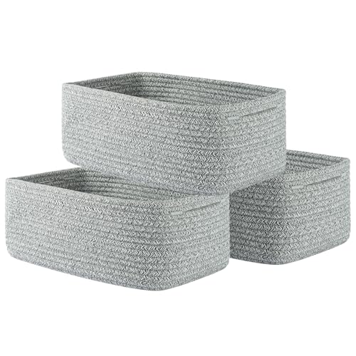 KALLAX Small Woven Storage Basket for Organizing, 13.5x9.5x5 inches, 3 Pack | Shelf baskets for closet organization, toy storage and home decor, Perfect as empty gift baskets for holidays, Mixed Grey - color: Mixed Grey, size: 13.5"L x 9.5"W x 5"H