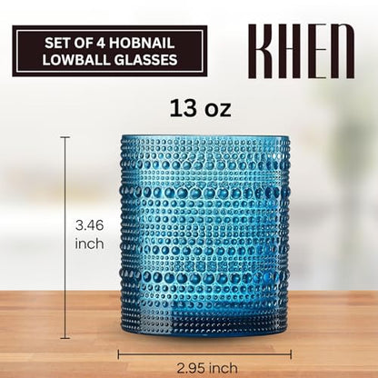 Khen Plastic Hobnail Drinking Glasses Set of 6 Neutral Tones Cups 10oz, Shatterproof & Unbreakable Acrylic Beaded Design, BPA-Free, Dishwasher Safe Indoor/Outdoor Drinkware for Water, Juice, Cocktails - color: Retro Style