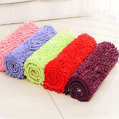 Chenille Bath Rug Non Slip Quick Dry Shag Solid Mat for Bathroom Tub, Machine Washable, Blue,31"×47" - color: Blue, size: 2'7" x 3'11" (Rectangular)