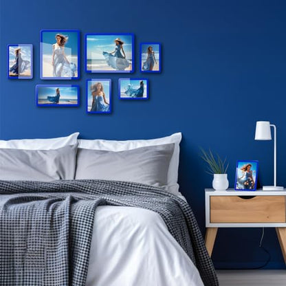 Bluesun 5x7 Picture Frame Blue, Glass, Touch Screen, Wall & Table Top - color: Blue, size: 5x7（1 Pcs）