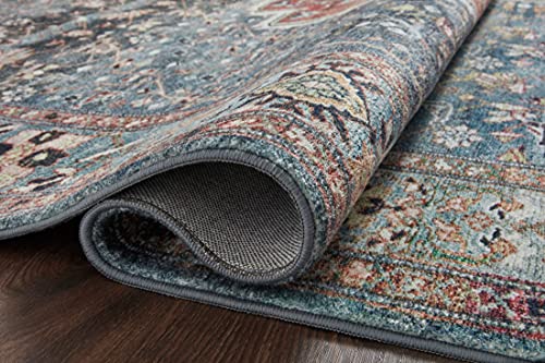 Loloi Margot Ocean/Brick 2'-3" x 3'-9" Accent Rug | MAT-05 CloudPile™ Printed Approx. 2x4 Blue Entryway Kitchen, Timeless, Classic, Plush, Luxurious, Accent Rug - color: Ocean / Brick, size: 2'3" x 3'9" (Rectangular)
