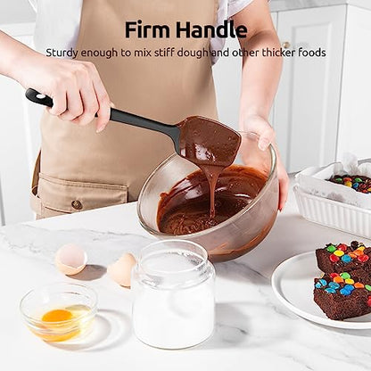 U-Taste 480ºF Heat Resistant Food Grade Silicone Spoon Spatula Set of 3, and 600℉ Heat-Resistant Food-Grade Non-Stick Firm Cooking Tong Set of 2 (Black)