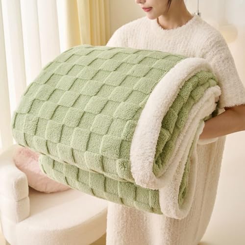 Gracelife Sherpa Throw Blanket for Couch, Flannel Cozy Soft Thick Blanket for Bed - Fleece, Sage Green, 80x90 Inches - color: Sage Green, size: 80"*90"