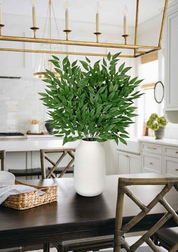 Faux Eucalyptus Stems Italian Ruscus Willow Eucalyptus Leaves 30” Long Fake Salix Leaves 6 Pack Silk Greenery Stems for DIY Bouquet Arrangements -Artificial Eucalyptus Stems-Green - color: Italian Ruscus#2
