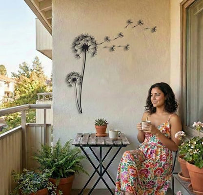 DEKADRON Metal Wall Art, Pusteblume with Flying Seeds, Metal Nature Decor, Patel with Dandelion Wall Hanging, Home Living Room Wall Art (12'' W X 29'' H 31x75cm) - size: 29"L x 12"W