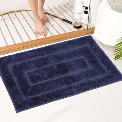 Bath Rug Non Slip,Navy Blue Indoor Doormat,20"x32" | Small Area Rug,Rubber Backed,Soft microfiber,Absorbent,Machine Washable,Bathroom,Entryway,Kitchen,Hallway - color: Navy Blue1