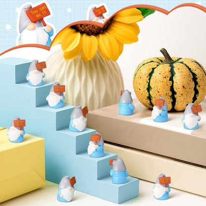 24 Pcs Mini Resin Gnomes Figurines Miniature Tiny Fairy Gnomes Figurines Inspirational Appreciation Gnome Statues with Motivational Word for Office Desk Table Employee Family Supplies(You Can Do It) - color: Classic, style: You Can Do It