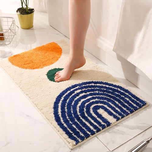 Boho Bathroom Rugs Non-Slip Microfiber Geometric Bath Mat Soft Fluffy Bohemian Bath Rugs Washable for Bathroom, Shower, Tub, Sink, Indoor Mat, 31''×20'' - color: D Bohemian