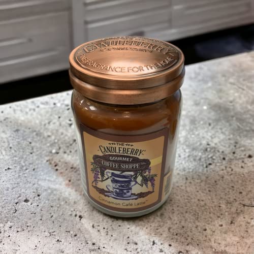 Candleberry Candles | Gourmet Coffee Shoppe Collection | Strong Fragrances for Home | Hand Poured in The USA | Highly Scented & Long Lasting | Large Jar | (Cinnamon Cafe Latte)