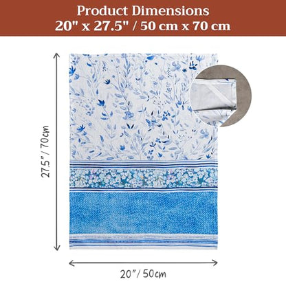 Maison d' Hermine Kitchen Towels Set of 3 Reusable 100% Cotton 27.50" x 20" | Cloth Tea Dish Towels Absorbent with Hanging Loop for Kitchen Dining Party Wedding Hotel Home Spring Summer - Summer Blues - color: 039 - Summer Blues