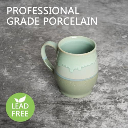 Bosmarlin Extra Large Ceramic Coffee Mug, 25 Oz, Dishwasher and Microwave Safe, Oversized Big Tea Cup for Office and Home, Reactive Glaze (Green) - color: Green
