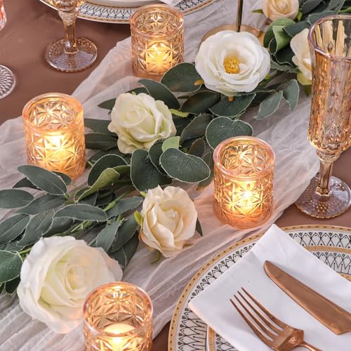 Gold Votive Candle Holders Set of 12, Tea Lights Candle Holders Glass for Wedding Table Centerpieces, Gold Candle Holder for Christmas Party Diwali Centerpieces for Table, Home Party Supplies - color: Gold