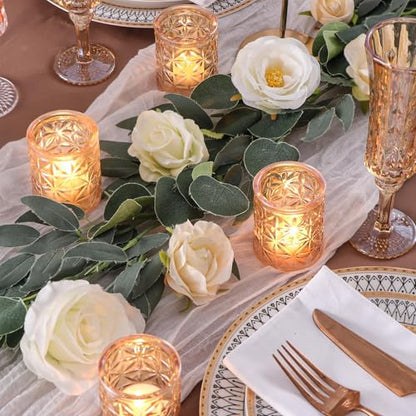 Gold Votive Candle Holders Set of 12, Tea Lights Candle Holders Glass for Wedding Table Centerpieces, Gold Candle Holder for Christmas Party Diwali Centerpieces for Table, Home Party Supplies - color: Gold