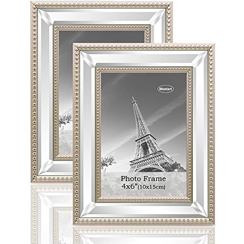 Meetart 4x6 2 Pack Mirror Photo Frames Sets for Wall Pictures Decor or Table Stand - size: 4x6 2 Pack