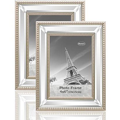 Meetart 4x6 2 Pack Mirror Photo Frames Sets for Wall Pictures Decor or Table Stand - size: 4x6 2 Pack