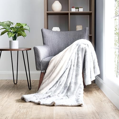 Merit Linens Faux Fur Tie Dye Throw Blanket - One Size Light Gray - color: Faux Fur Light Gray