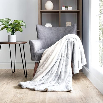 Merit Linens Faux Fur Tie Dye Throw Blanket - One Size Light Gray - color: Faux Fur Light Gray