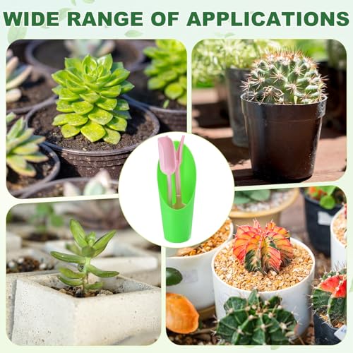M METERXITY 2-Set Succulent Tools, Plastic 2-in-1 Mini Garden Shovel Hand Succulent Transplanting Tools Garden Shovel Transplant Trowel for Planting/Digging/Aerating/Sowing [Green,Pink] - color: Green,Pink