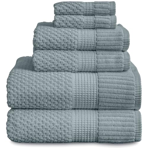 100% Cotton 6 Piece Bath Towel Set | Green Towels | Oeko‑TEX Standard 100 | Soft & Absorbent, Quick‑Dry | Trinity Collection - Stormy Sea - color: Stormy Sea, size: 6 Piece Set
