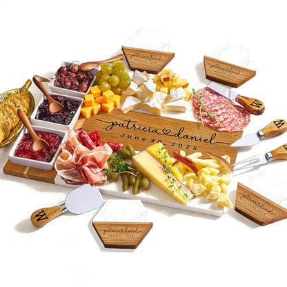 Personalized Charcuterie Board Gifts for Couples, Custom Wedding Gift Ideas, Cheese Board Engagement Gifts, Serving Tray Gift Set