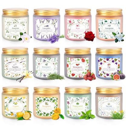 YOROXRG 12 Pack Scented Candles with Added Natural Essential Oils, 3.05oz, Suitable for Various Festivals, Parties, Yoga, and Home Scene - color: 12Colors
