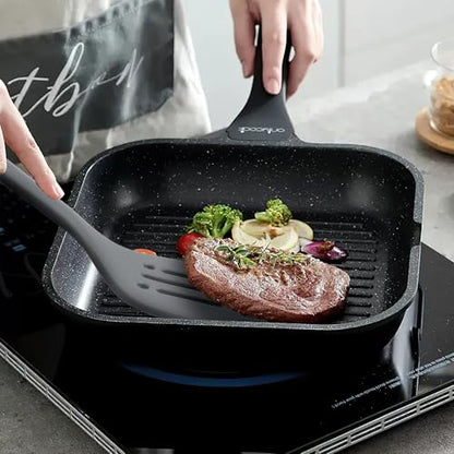 Silicone Kitchen Cooking Utensils Set: MOACC Heat Resistant 13inch Long Kitchen Gadgets, BPA Free Non Stick Rubber Cook Accessories For Food Prep, Frying, Serving, Basting (Dark Grey) - color: Dark Gray