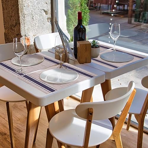 Heat Resistant Placemats Set of 6 Wipeable Washable Non-Slip Stain Proof Easy Clean Durable Kitchen Vinyl Woven Plate Mats for Dining Table, Patio Table, Flaxen - color: Beige