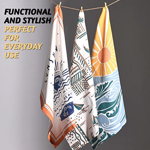 Folkulture Cute Kitchen Towels - Summer Kitchen Towels with Hanging Loop | 100% Cotton, Machine Washable, Tea Towels for Dying Dish Kitchen Essentials, Housewarming Gifts New Home, 20 X 26 Inch - color: Aloha
