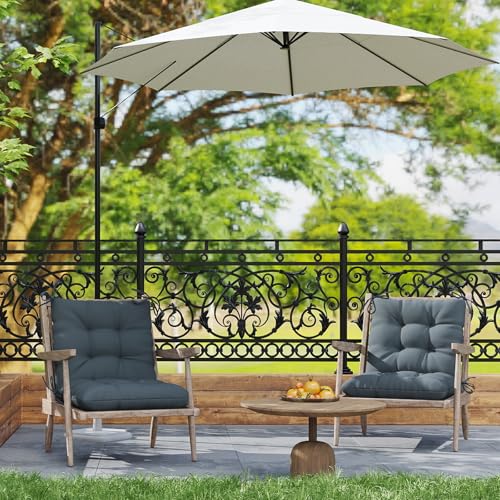Outdoor Chair Cushions 42x21x4 Inch Set of 2, Dark Gray | Patio Cushions for Dining Rocking Chairs, High Back Soft Seat Pad with Ties, Waterproof Fade Resistant, Indoor Outside Use - color: Dark Gray