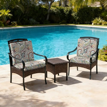 DYTXIII Outdoor Midback Chair Cushions Set of 2-20"x17" Water Repellent & Fade-Resistant Patio Seat Cushions with High-Resiliency Foam, Non-Slip Ties for Dining, Balcony Furniture-Paisley Chilli - color: Paisley Chilli