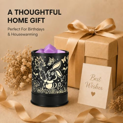 nawaza Wax Melts Warmer Scented Metal 2-in-1 Electric LED Burner Rabbit | Scented candle wax melter, essential oil burner, home office bedroom decor, daily aroma gift - style: Rabbit