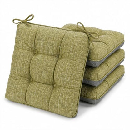 Chair Cushions for Dining Chairs Set of 4,Upgraded Silicone Non-Slip Bottom | Kitchen Chair Cushions with Ties, Premium Shredded Memory Foam Chair Pads,15.5" x 15.5" x 3.5"Green - color: Green