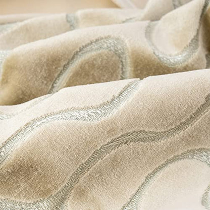 Beige Square Throw Pillow Cover Wavy Velvet Cushion Cover Modern Zippered Pillowcase for Sofa Couch Bedroom Living Room Chair, 20 x 20 Inch - color: Beige, size: 20" x 20" (Pack of 1)